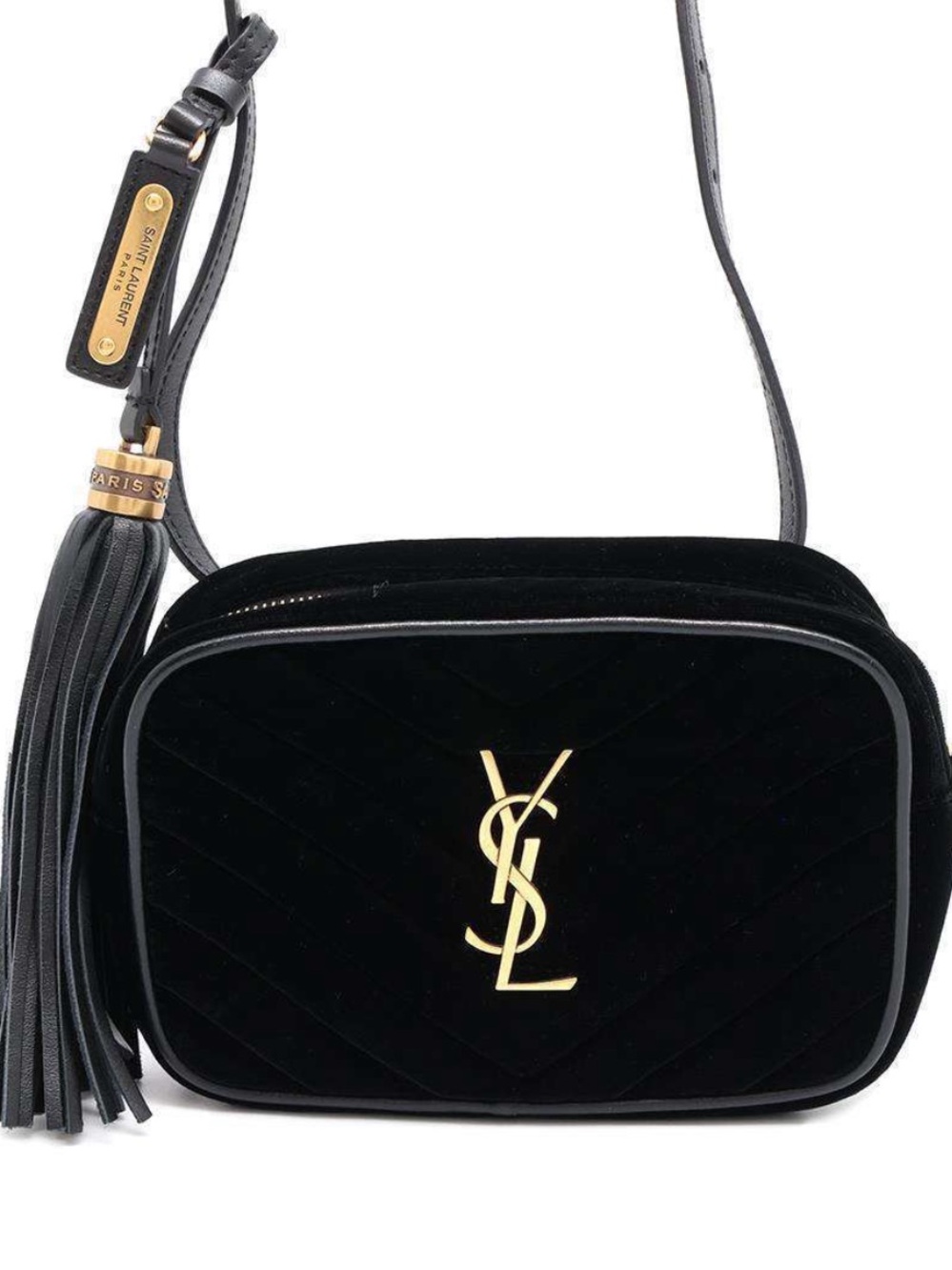 Saint Laurent Black Matelasse Velvet Lou Belt Bag